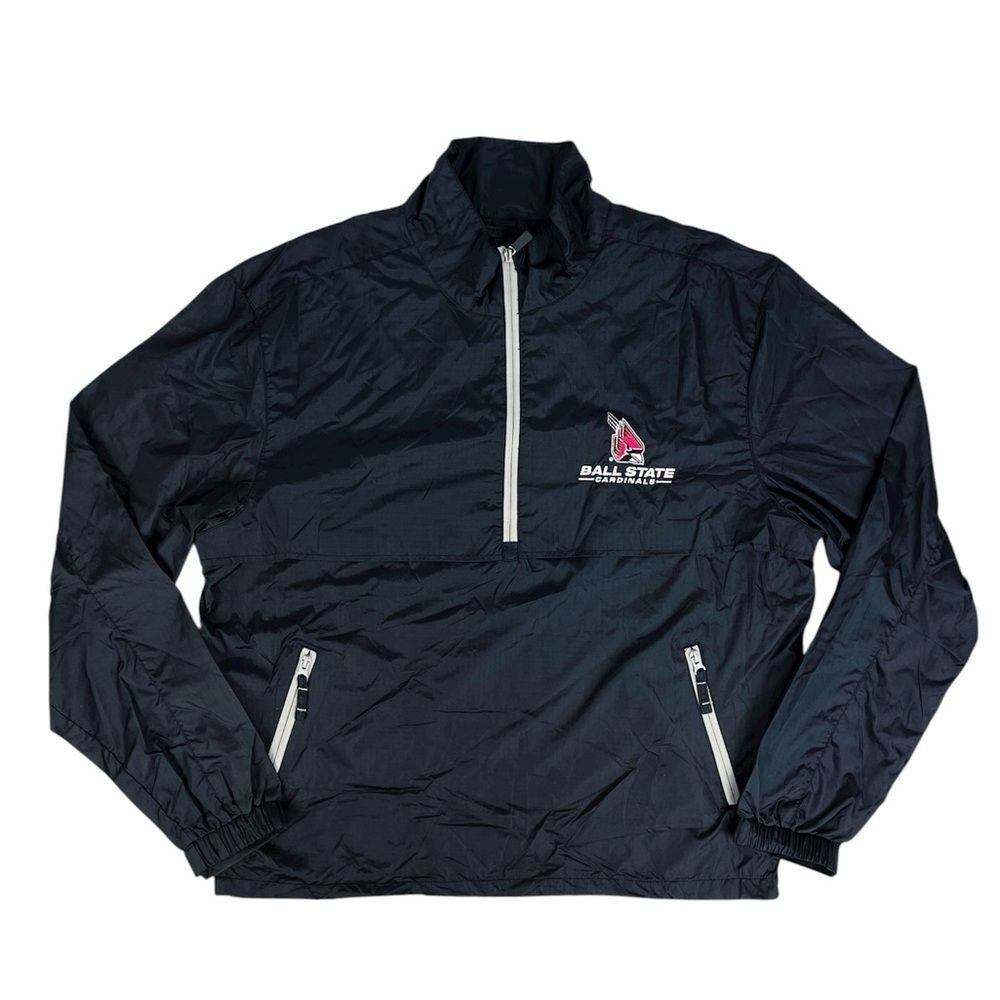 Ball State Uni NCAA Oxford America Black Ripstop Windbreaker Jacket Medium‎